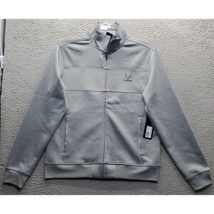 Messi Collection Jacket Mens Small Gray Ribbed Hem & Cuff Long Sleeve Full Zip